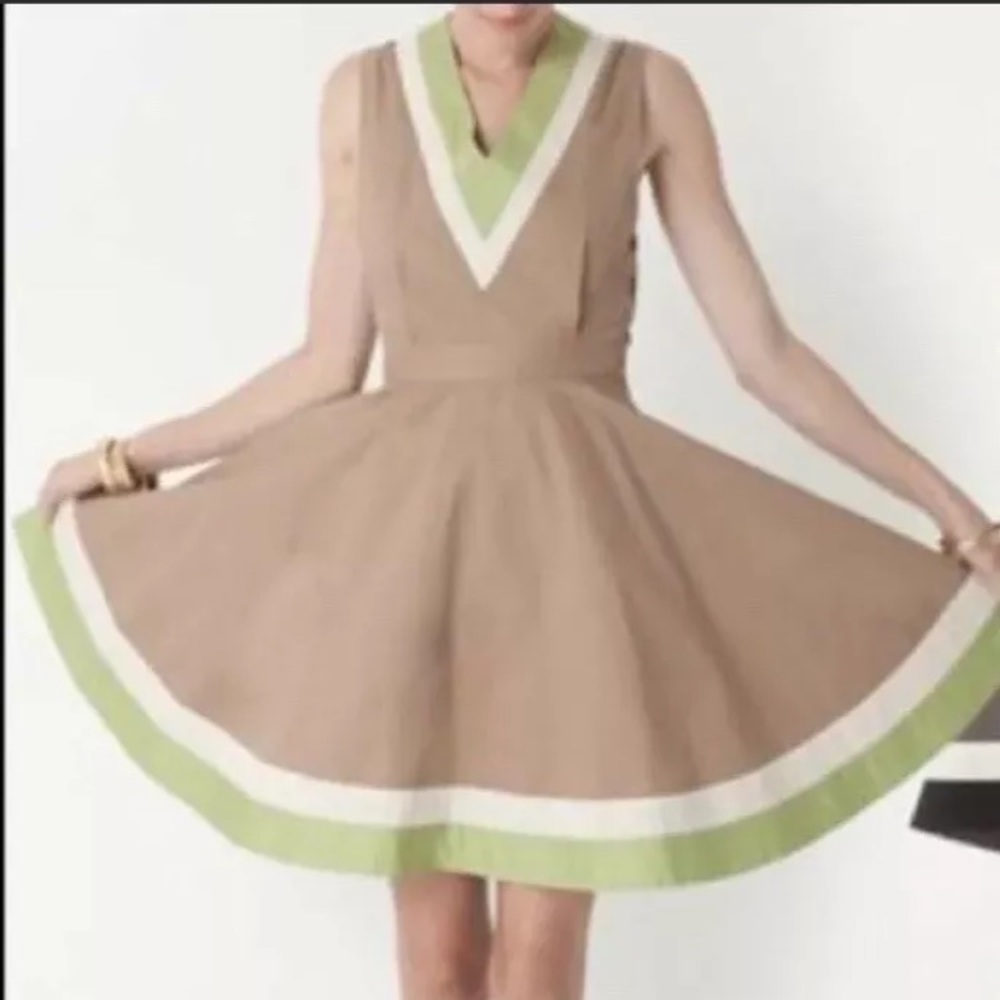 Dear Creatures Tan Sleeveless V-Neck A-Line Dress